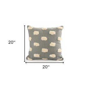 20" X 20" Yellow And White 100% Cotton Zippered Pillow