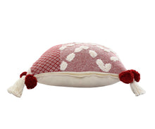 20" X 20" Red And Cream 100% Cotton Geometric Zippered Pillow
