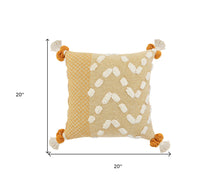 20" Yellow and Cream Throw Pillow