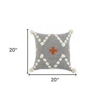 20" X 20" Black Off-White And Green 100% Cotton Geometric Zippered Pillow