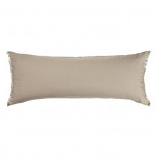 14" X 36" Tan Linen Throw Pillow with Fringe