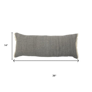 14" X 36" Orange And Tan 100% Cotton Zippered Pillow