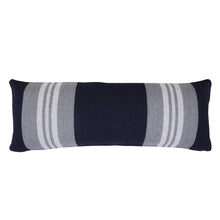14" X 36" Navy Gray And White 100% Cotton Coastal Zippered Pillow