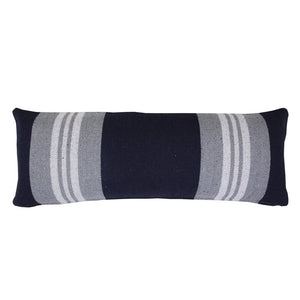 14" X 36" Navy Gray And White 100% Cotton Coastal Zippered Pillow