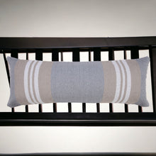 14" X 36" Beige and Gray Lumbar Throw Pillow