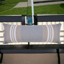 14" X 36" Beige and Gray Lumbar Throw Pillow