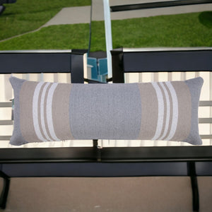 14" X 36" Beige and Gray Lumbar Throw Pillow