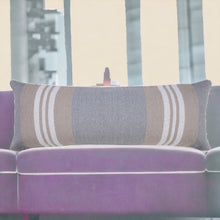 14" X 36" Beige and Gray Lumbar Throw Pillow