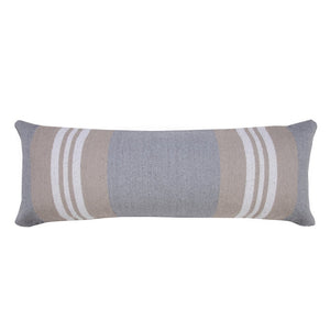 14" X 36" Beige and Gray Lumbar Throw Pillow