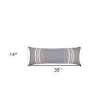 14" X 36" Beige and Gray Lumbar Throw Pillow