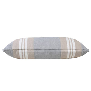 14" X 36" Beige and Gray Lumbar Throw Pillow