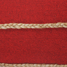 14" X 36" Red Navy And Tan 100% Cotton Striped Zippered Pillow