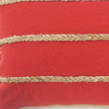 14" X 36" Navy Blue And Tan Cotton Striped Throw Pillow with Fringe
