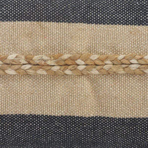 14" X 36" Denim Tan And Taupe Jute Coastal Zippered Pillow