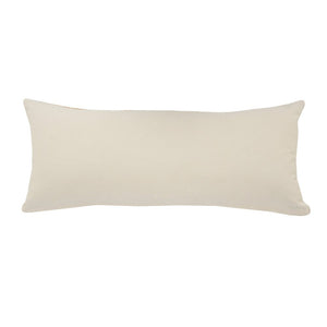 14" X 36" Off White Blue And Orange Cotton Striped Throw Pillow