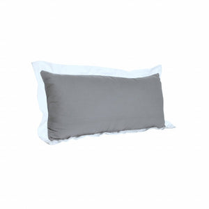 20" X 20" Gray And White 100% Cotton Geometric Zippered Pillow