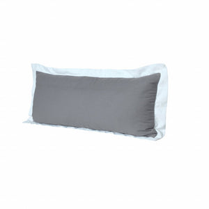 20" X 20" Gray And White 100% Cotton Geometric Zippered Pillow