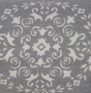 14" X 36" Gray And White Cotton Medallion Throw Pillow