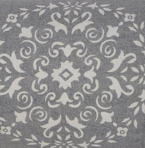 14" X 36" Gray And White Cotton Medallion Throw Pillow