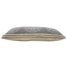 14" X 36" Gray And White Cotton Medallion Throw Pillow