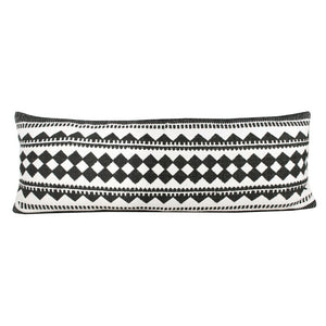 20" Black and White Geometric Cotton Throw Pillow