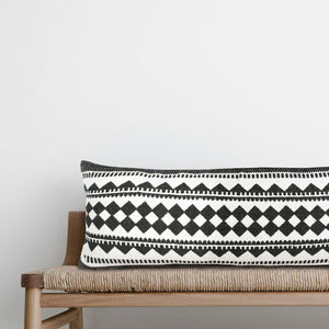 20" Black and White Geometric Cotton Throw Pillow