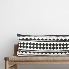 20" Black and White Geometric Cotton Throw Pillow