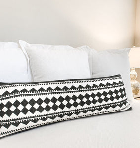 20" Black and White Geometric Cotton Throw Pillow