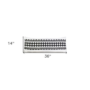 20" X 20" Black And White 100% Cotton Geometric Zippered Pillow