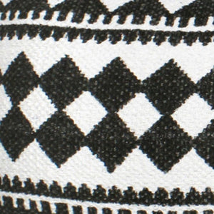 20" X 20" Black And White 100% Cotton Geometric Zippered Pillow