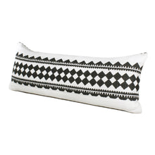 20" X 20" Black And White 100% Cotton Geometric Zippered Pillow