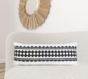 20" X 20" Black And White 100% Cotton Geometric Zippered Pillow