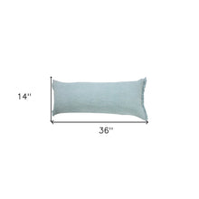 14" X 36" Light Blue Cotton Lumbar Throw Pillow With Fringe