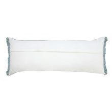 14" X 36" Light Blue Cotton Lumbar Throw Pillow With Fringe