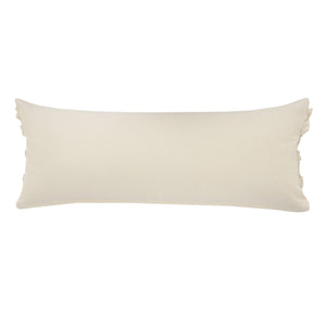 14" X 36" Cream Gray And Tan Cotton Striped Throw Pillow