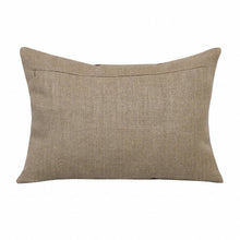 14" X 20" Tan And Brown Linen Striped Zippered Pillow
