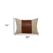 14" X 20" Tan And Brown Linen Striped Zippered Pillow