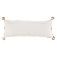 14" X 36" White And Tan 100% Cotton Geometric Zippered Pillow