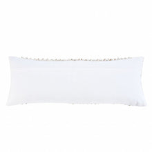 14" X 36" Tan And White Cotton Abstract Throw Pillow