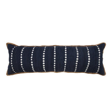 14" X 36" Blue and Beige Lumbar Throw Pillow