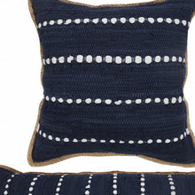 14" X 36" Blue and Beige Lumbar Throw Pillow