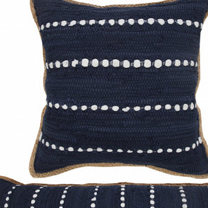 14" X 36" Blue and Beige Lumbar Throw Pillow