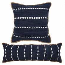 14" X 36" Blue and Beige Lumbar Throw Pillow