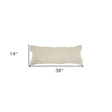 20" Cream Cotton Throw Pillow with Fringe
