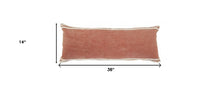 14" X 36" Orange And Off-White 100% Cotton Striped Zippered Pillow