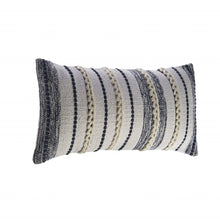 14" X 28" Navy And White 100% Cotton Geometric Zippered Pillow