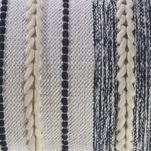 14" X 28" Navy And White 100% Cotton Geometric Zippered Pillow