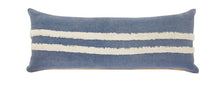 20" X 20" Dusty Blue And White 100% Cotton Striped Zippered Pillow