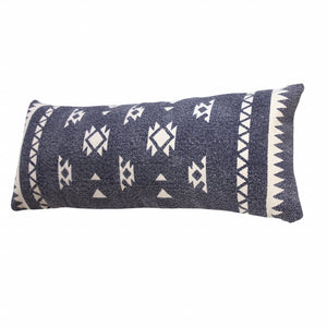 20" X 20" Navy And White 100% Cotton Geometric Zippered Pillow