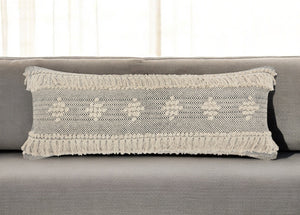 20" X 20" Black And Off-White 100% Cotton Geometric Zippered Pillow